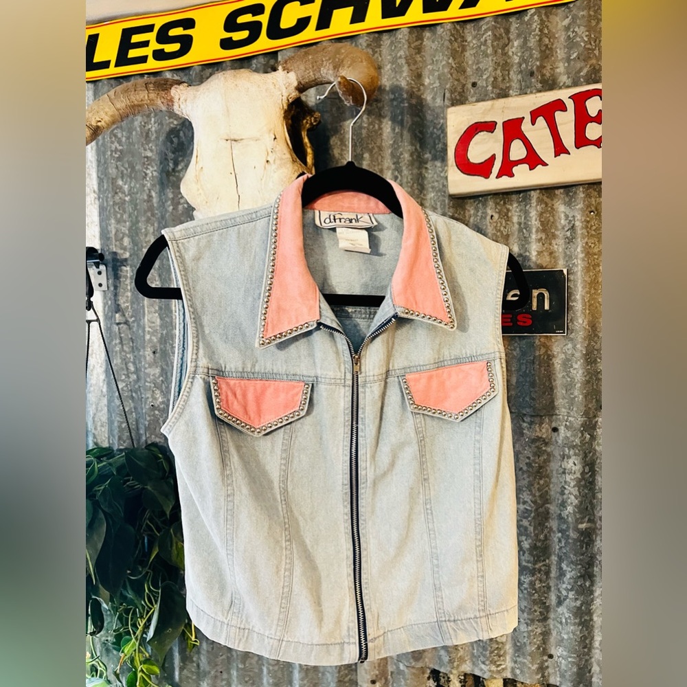 Vintage 90s Cowgirl Vest with Pink Suede
